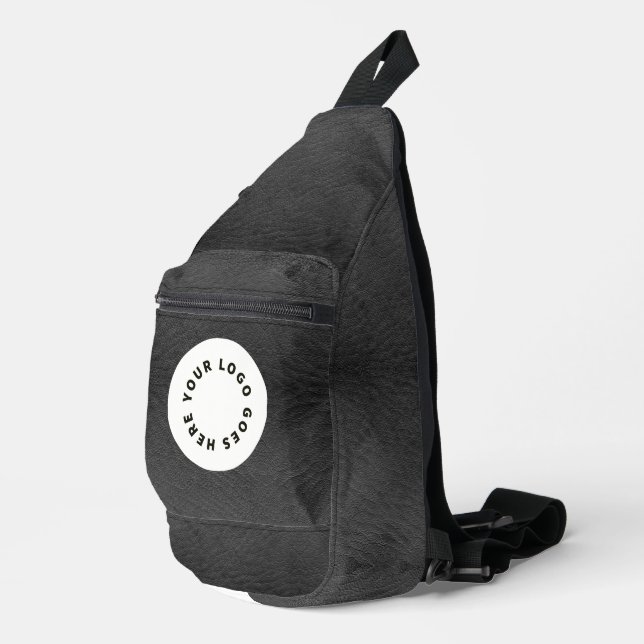Sac À Bandoulière Cuir noir Faux avec logo (Coin droit)