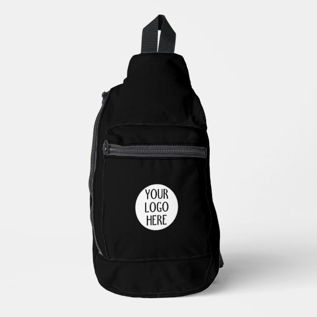 Sac À Bandoulière Customisez le logo de votre entreprise Black White (Recto)