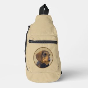 Sac À Bandoulière Dachshund Peinture Fil cheveux noir & Tan Dog Art