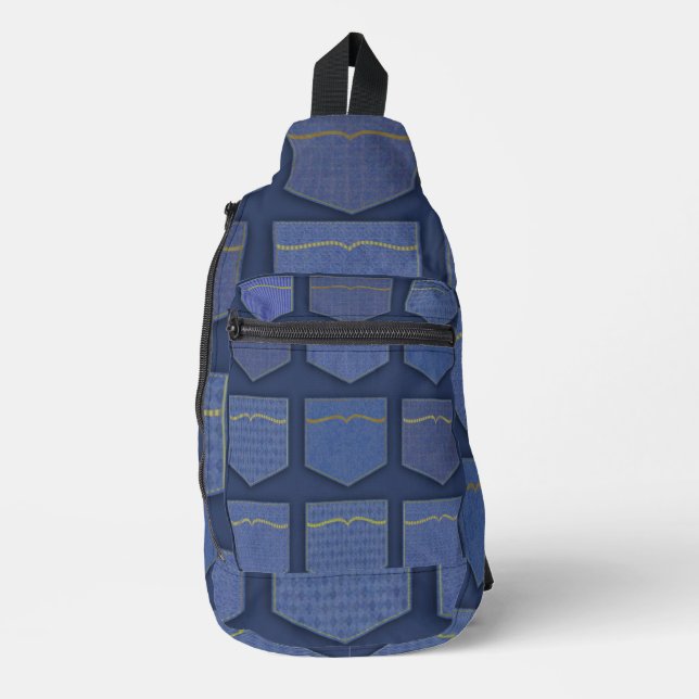 Sac À Bandoulière Denim Pocket Motif Art du design (Recto)
