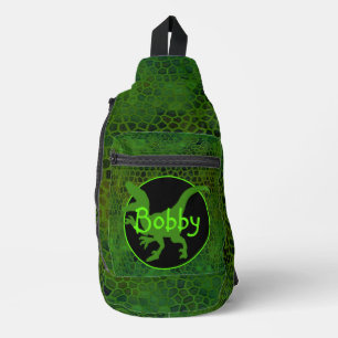 Sac À Bandoulière Dinosaure vert personnalisé 