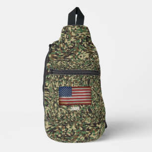 Sac À Bandoulière Drapeau personnalisé camouflage vert nom personnal