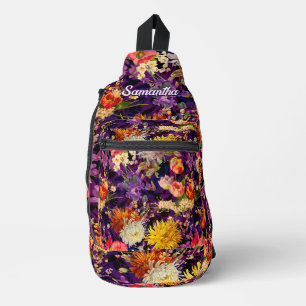 Sac À Bandoulière Élégant jaune violet imprimé