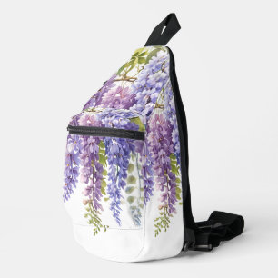 Sac À Bandoulière Elégante glycine d'aquarelle violette florale