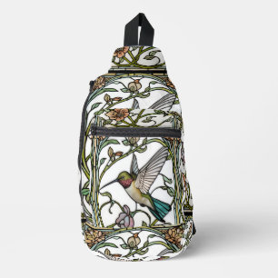 Sac À Bandoulière Élégante illustration de colibri dans un style bot