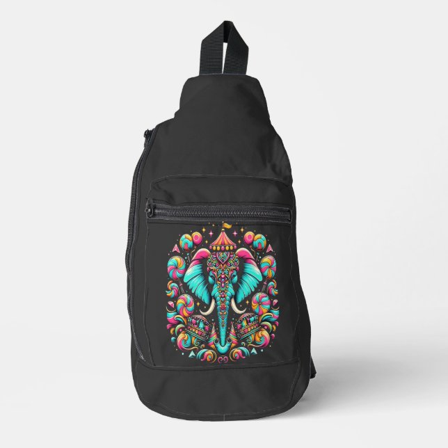Sac À Bandoulière Eléphant vibrant : Un chef-d'oeuvre coloré (Recto)