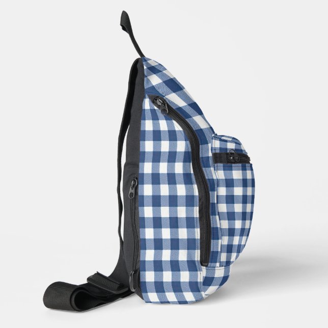 Sac À Bandoulière En vichy bleu et blanc (Gauche)