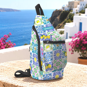 Sac À Bandoulière Été agrumes siciliens méditerranéen azulejo prin