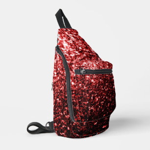 Sac À Bandoulière Faux éclats scintillants bling rouge foncé