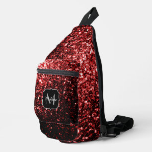Sac À Bandoulière Faux paillettes rouge foncé brillent Monogramme
