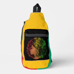 Sac À Bandoulière Femme noire rasta afro rouge jaune vert
