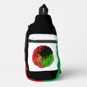 Sac À Bandoulière Fille noire panafricaine femme rouge vert fierté a