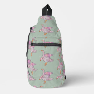 Sac À Bandoulière Filles d'oies   Duo d'oies fantaisistes d'art folk
