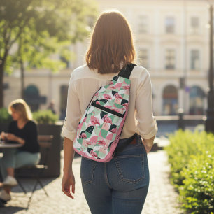 Sac À Bandoulière Flamant rose rose moderne Géométrique Girly Chic M