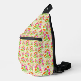 Sac À Bandoulière Fleurs de couleur grand pop rose et orange vert pâ