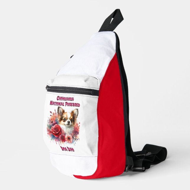 Sac À Bandoulière Floral Chihuahua Une Petite Canine fleurit (Coin droit)