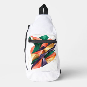 Sac À Bandoulière Fragments de cristal géométrique 3D vibrant