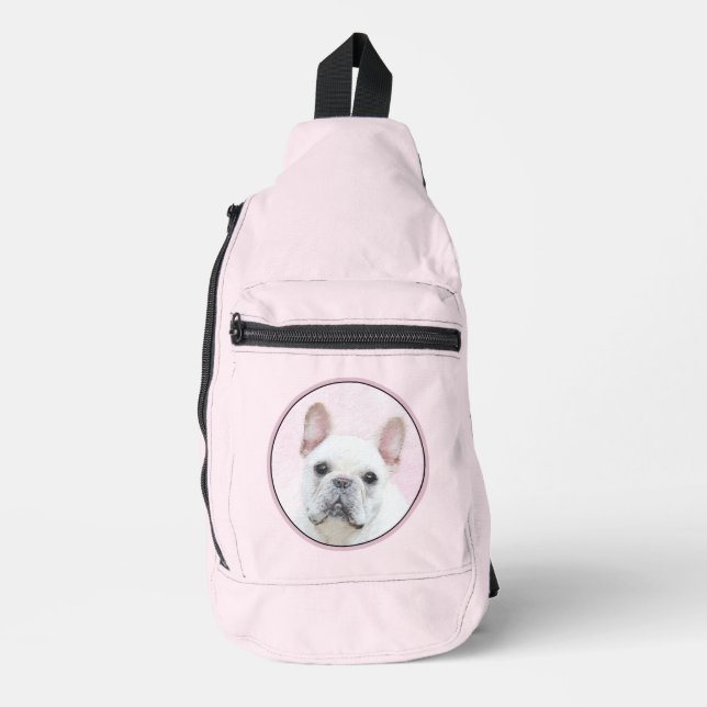 Sac À Bandoulière French Bulldog Painting White Cream Pet Dog Art (Recto)