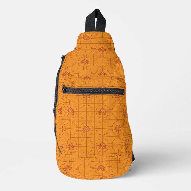 Sac À Bandoulière Golden Lotus Grid Motif - Le Lotus Blanc (Recto)