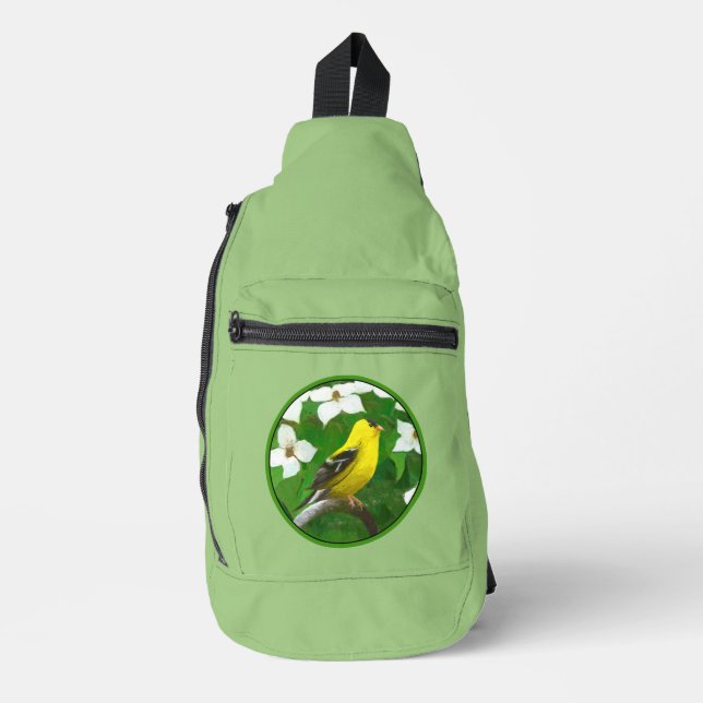 Sac À Bandoulière Goldfinch dans Dogwood Blossoms Oiseaux originaux (Recto)