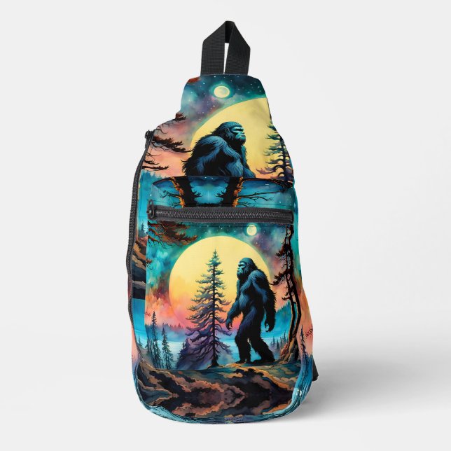 Sac À Bandoulière Gone Squatchin' Coloré Sasquatch Accès Paysage (Recto)
