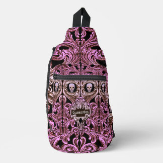 Sac À Bandoulière Goth Pink Ornament with Skull Personalized 