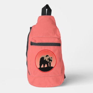 Sac À Bandoulière Grizzly Bear au coucher du soleil - Art original d
