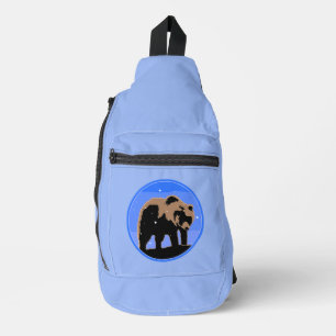 Sac À Bandoulière Grizzly Bear en hiver - Art original de la faune