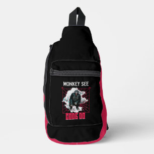 Sac À Bandoulière Humour de développeur Web « Le singe voit, code, f