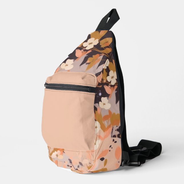 Sac À Bandoulière Impression florale Brown et orange (Coin droit)