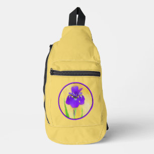 Sac À Bandoulière Iris Peinture Iris À Led Violet Art Fleur Original