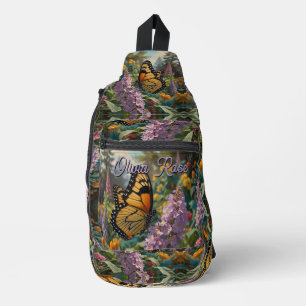 Sac À Bandoulière Jardin de fleurs sauvages pastel élégant avec papi