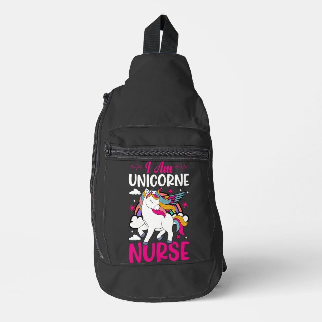 SAC À BANDOULIÈRE JE SUIS UNICORNE NURSE (Recto)