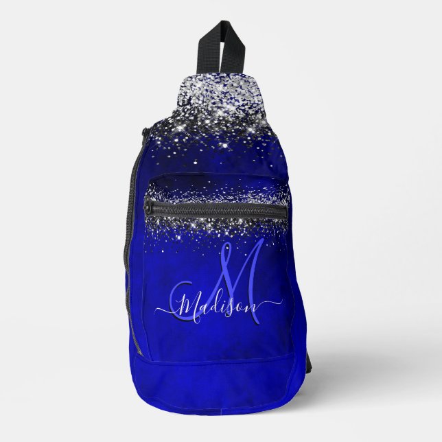 Sac À Bandoulière Joli bleu royal argent faux parties scintillant mo (Recto)