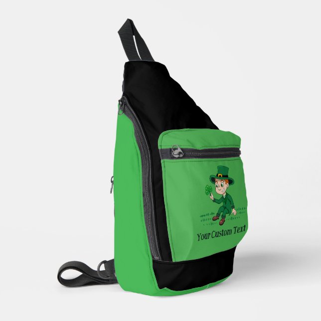 Sac À Bandoulière Joli dessin animé leprechaun avec shamrock et arc- (Coin gauche)