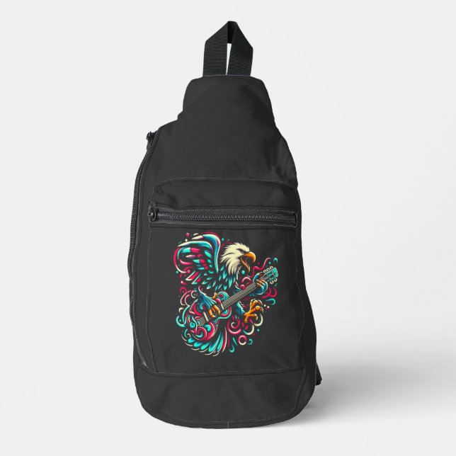 Sac À Bandoulière L'Aigle Mélodique Tire Avec La Guitare Qui Tourne (Recto)