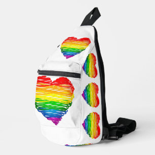 Sac À Bandoulière Le cœur arc-en-ciel de SlipperyJoe griffonné tourb