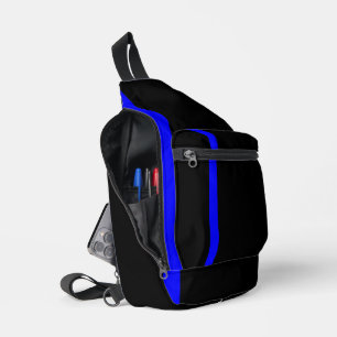 Sac À Bandoulière Ligne Bleue Mince Symbolique dans un décor noir