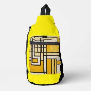 Sac À Bandoulière Ligne carré avec Motif jaune -