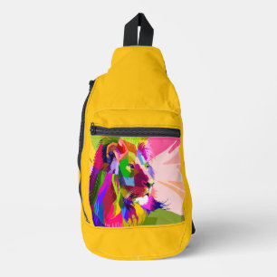 Sac À Bandoulière Lion Colorful Prismatic Pop Art Design-62501