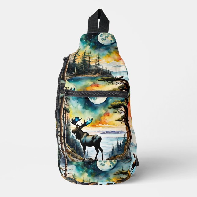 Sac À Bandoulière L'orignal de l'Alaska à la baie (Recto)