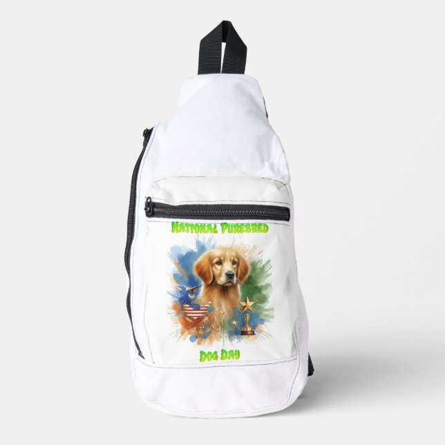 Sac À Bandoulière Majestic Golden Retriever avec Trophée et étoiles (Recto)