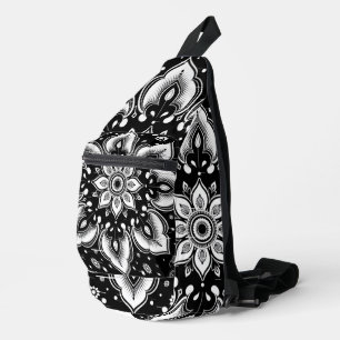 Sac à bandoulière mandala noir et blanc