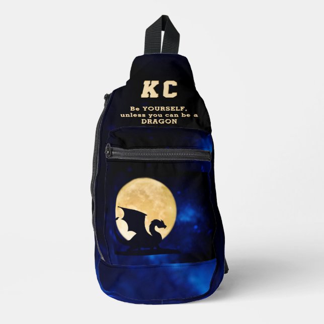 Sac À Bandoulière Midnight Dragon Minimalist Initials Back to School (Recto)