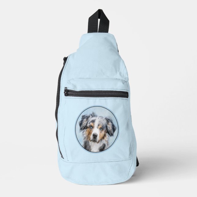 Sac À Bandoulière Miniature American Shepherd Peinture MAS Chien Art (Recto)
