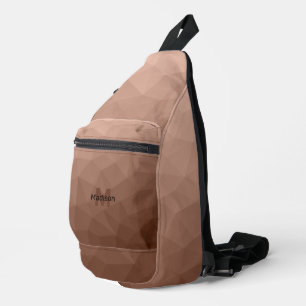 Sac À Bandoulière Mocha Brown motif de maillage géométrique Monogram