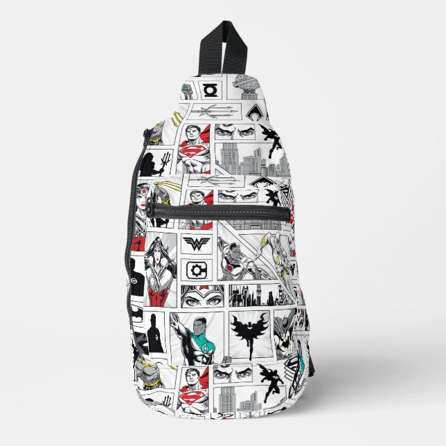 Sac À Bandoulière Modèle de panneau héroïque de la Ligue de justice (Recto)