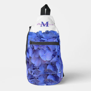 Sac À Bandoulière Monogramme bleu periwinkel élégant hydrangée flora