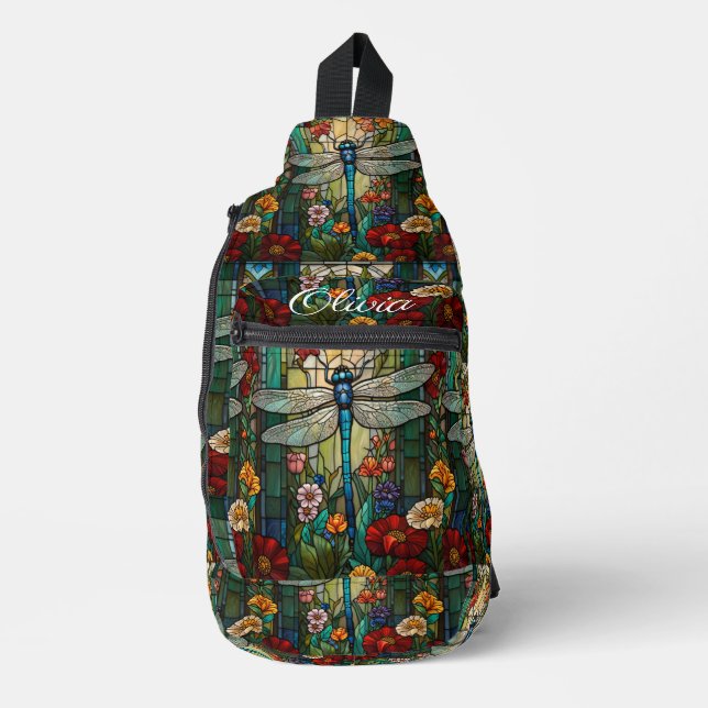 Sac À Bandoulière monogramme de boho de libellule d'art nouveau vint (Recto)