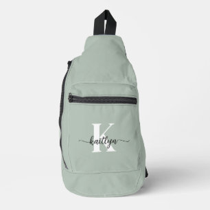 Sac À Bandoulière Monogramme écriture vert sauge
